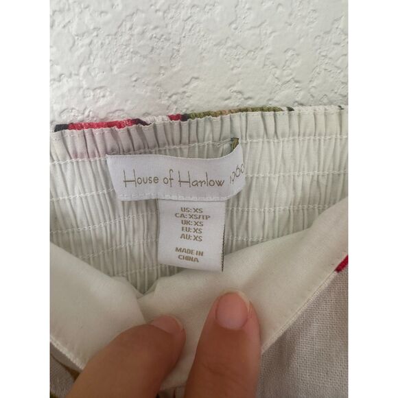 House of Harlow Midi Dress Size XS Linen-Blend Cut Out Smocked Back Bead Tassels - Picture 8 of 12